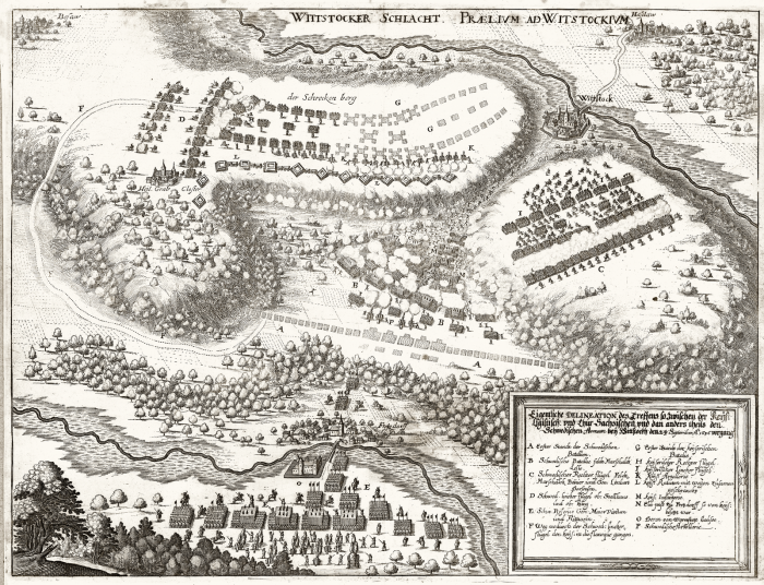 Die Schlacht bei Wittstock aus: Theatrum Europaeum, Band III, 3. Aufl., Frankfurt am Main: M. Merian, 1670. - Exemplar der Universittsbibliothek Augsburg, Sign.02/IV.13.2.26-3 